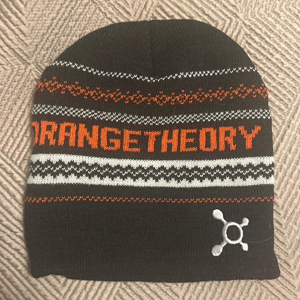 Orange Theory Grey with Orange & White Winter Beanie Hat Unisex. Never Worn.